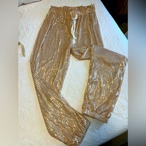 Gold sequins joggers